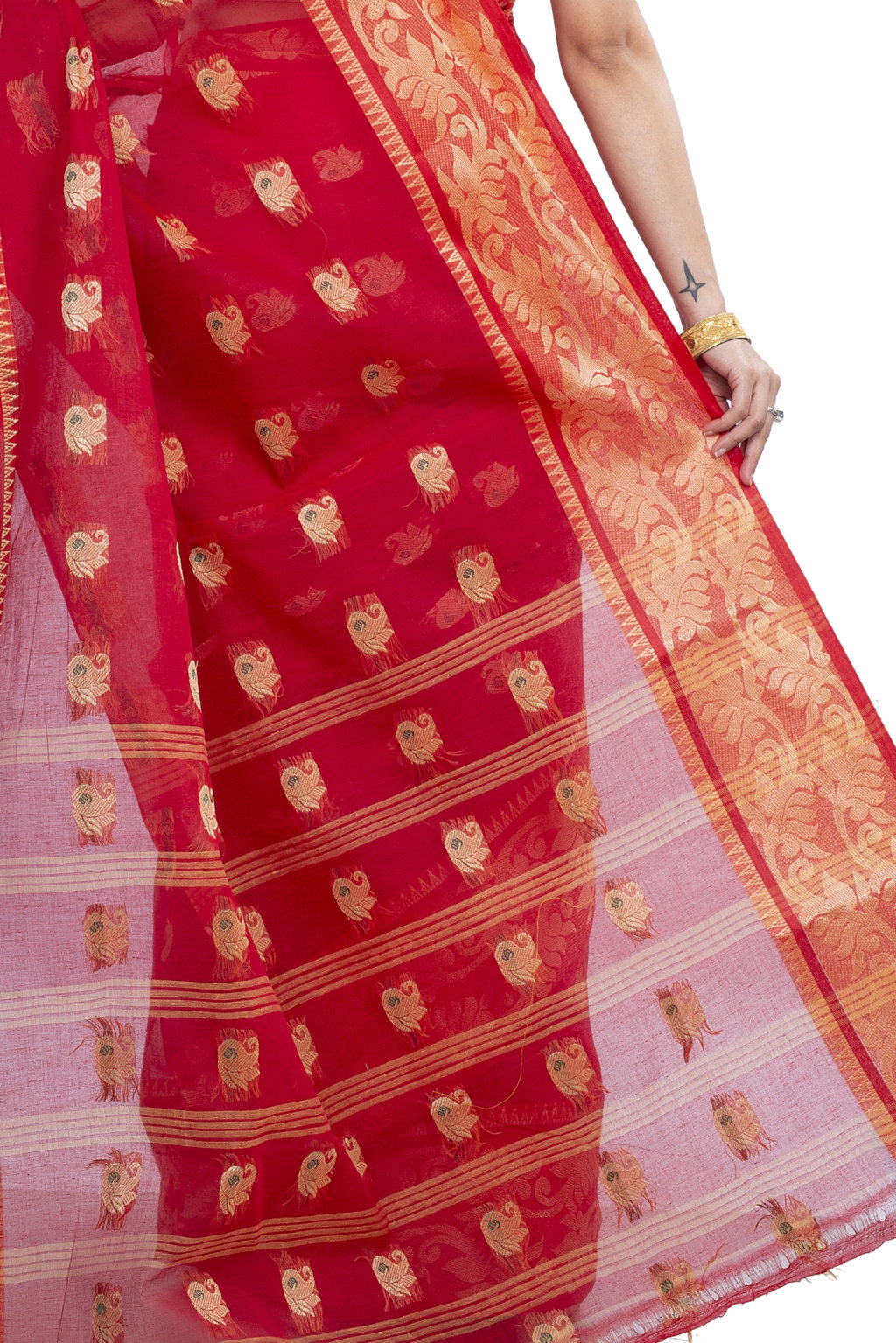 Red Pure Cotton HasFul Tant Saree (788)
